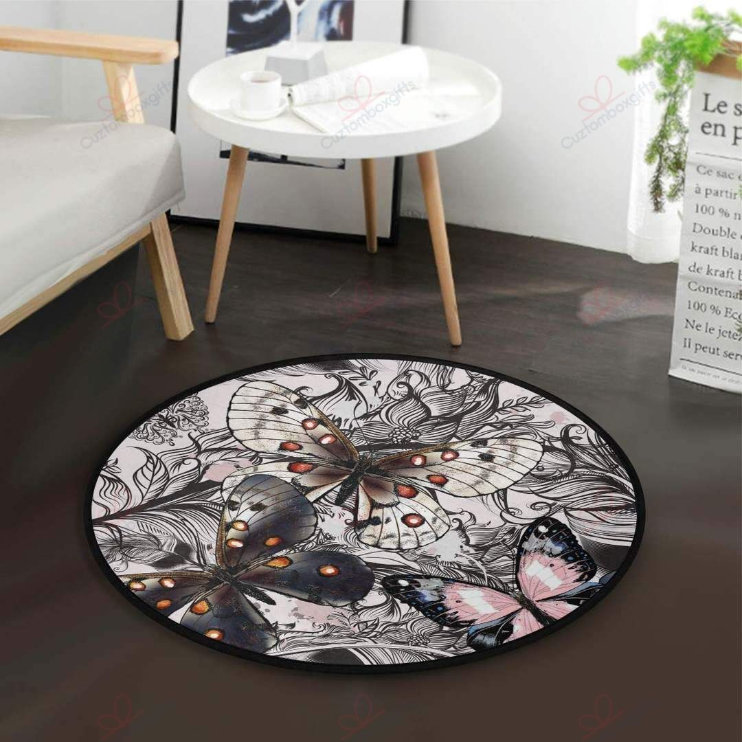 Butterfly 4 Round Carpet Floor Rug Living Room Bedroom Decor Round Area Rug Carpet Butterfly 4 Round Carpet Floor Rug Living Room Bedroom Decor Round Area Rug Carpet