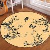 Butterfly And Flowers Pattern Round Carpet Floor Rug Living Room Bedroom Decor Round Area Rug Carpet