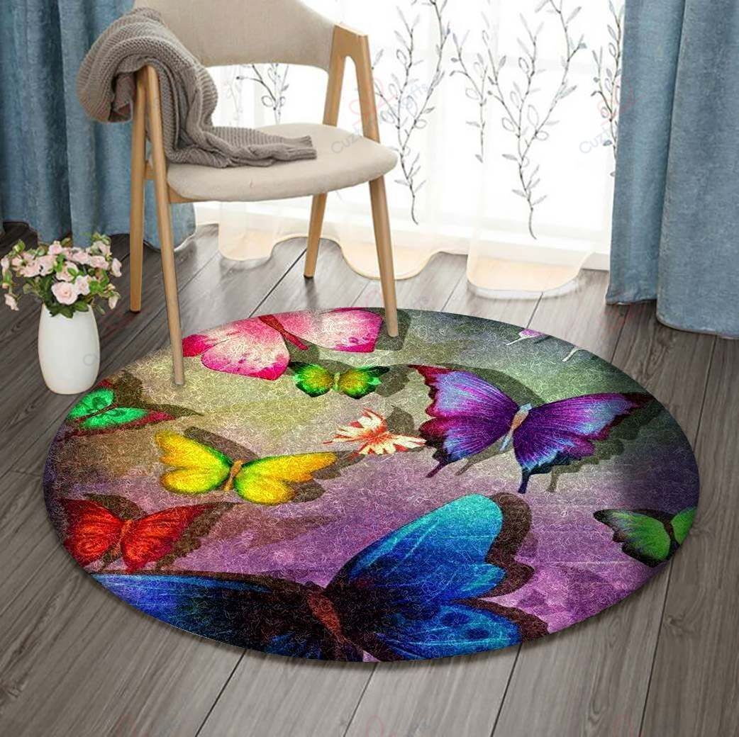 Butterfly Color Round Carpet Floor Rug Living Room Bedroom Decor Round Area Rug Carpet Butterfly Color Round Carpet Floor Rug Living Room Bedroom Decor Round Area Rug Carpet