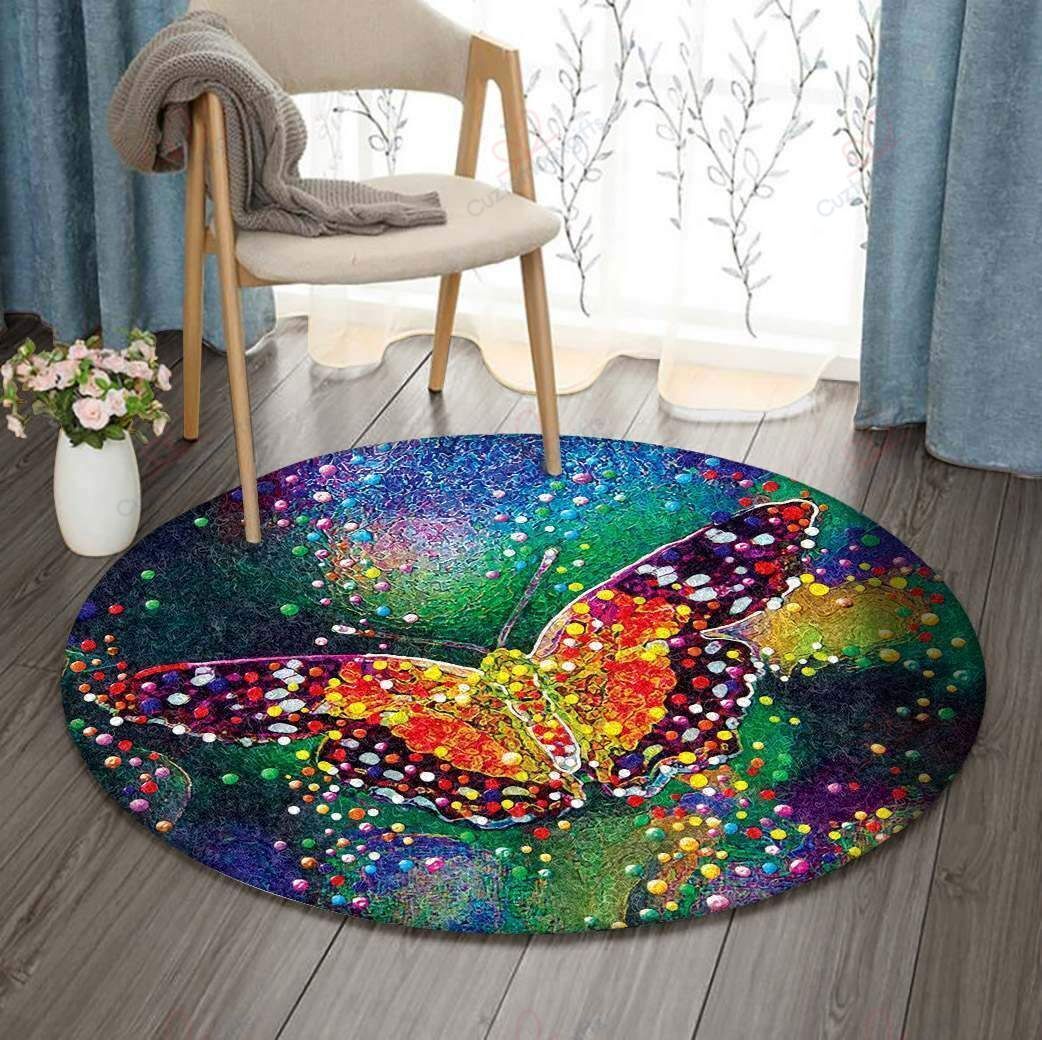 Butterfly Colorful Dot Round Carpet Floor Rug Living Room Bedroom Decor Round Area Rug Carpet Butterfly Colorful Dot Round Carpet Floor Rug Living Room Bedroom Decor Round Area Rug Carpet