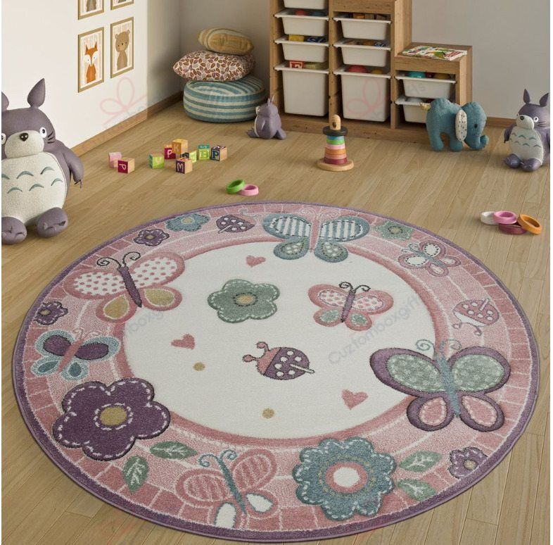 Butterfly Pink Round Carpet Floor Rug Living Room Bedroom Decor Round Area Rug Carpet Butterfly Pink Round Carpet Floor Rug Living Room Bedroom Decor Round Area Rug Carpet