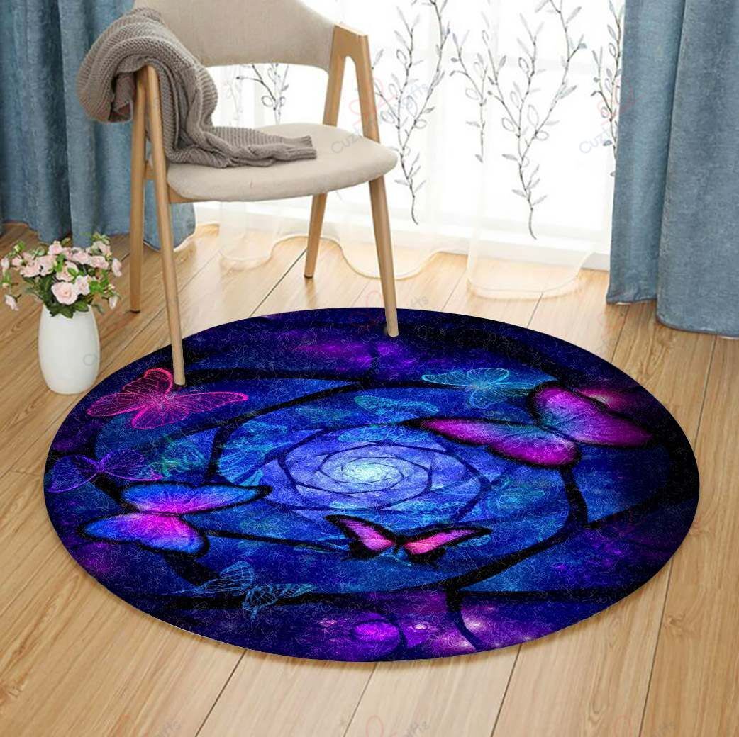 Butterfly Violet Round Carpet Floor Rug Living Room Bedroom Decor Round Area Rug Carpet Butterfly Violet Round Carpet Floor Rug Living Room Bedroom Decor Round Area Rug Carpet