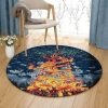 Campfire Round Carpet Floor Rug Living Room Bedroom Decor Round Area Rug Carpet