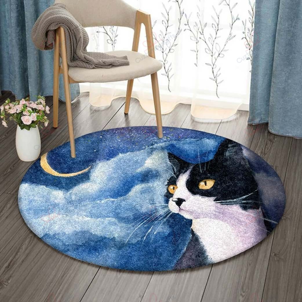 Cat And Moon 1 Round Carpet Floor Rug Living Room Bedroom Decor Round Area Rug Carpet Cat And Moon 1 Round Carpet Floor Rug Living Room Bedroom Decor Round Area Rug Carpet