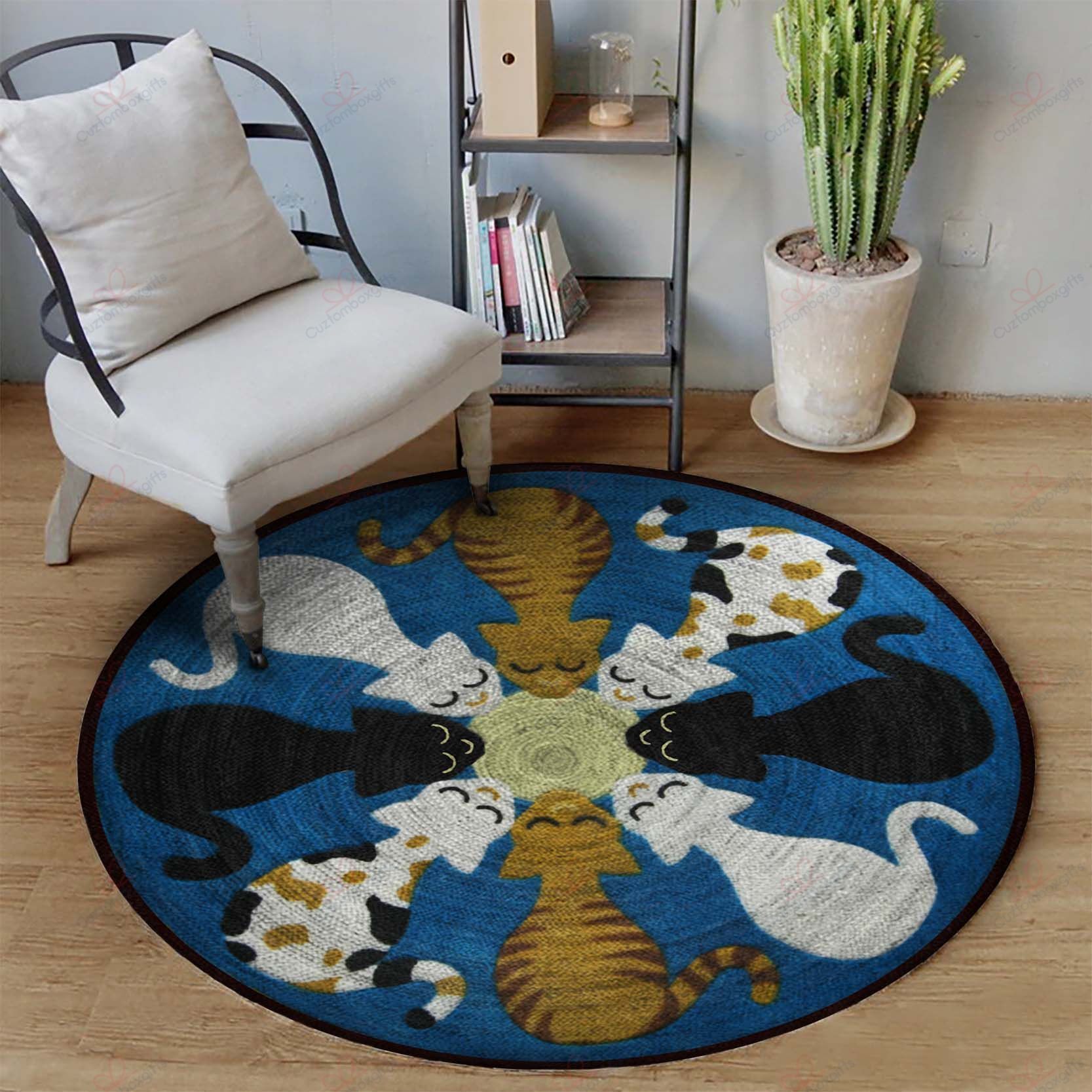 Cat Circle Round Carpet Floor Rug Living Room Bedroom Decor Round Area Rug Carpet Cat Circle Round Carpet Floor Rug Living Room Bedroom Decor Round Area Rug Carpet