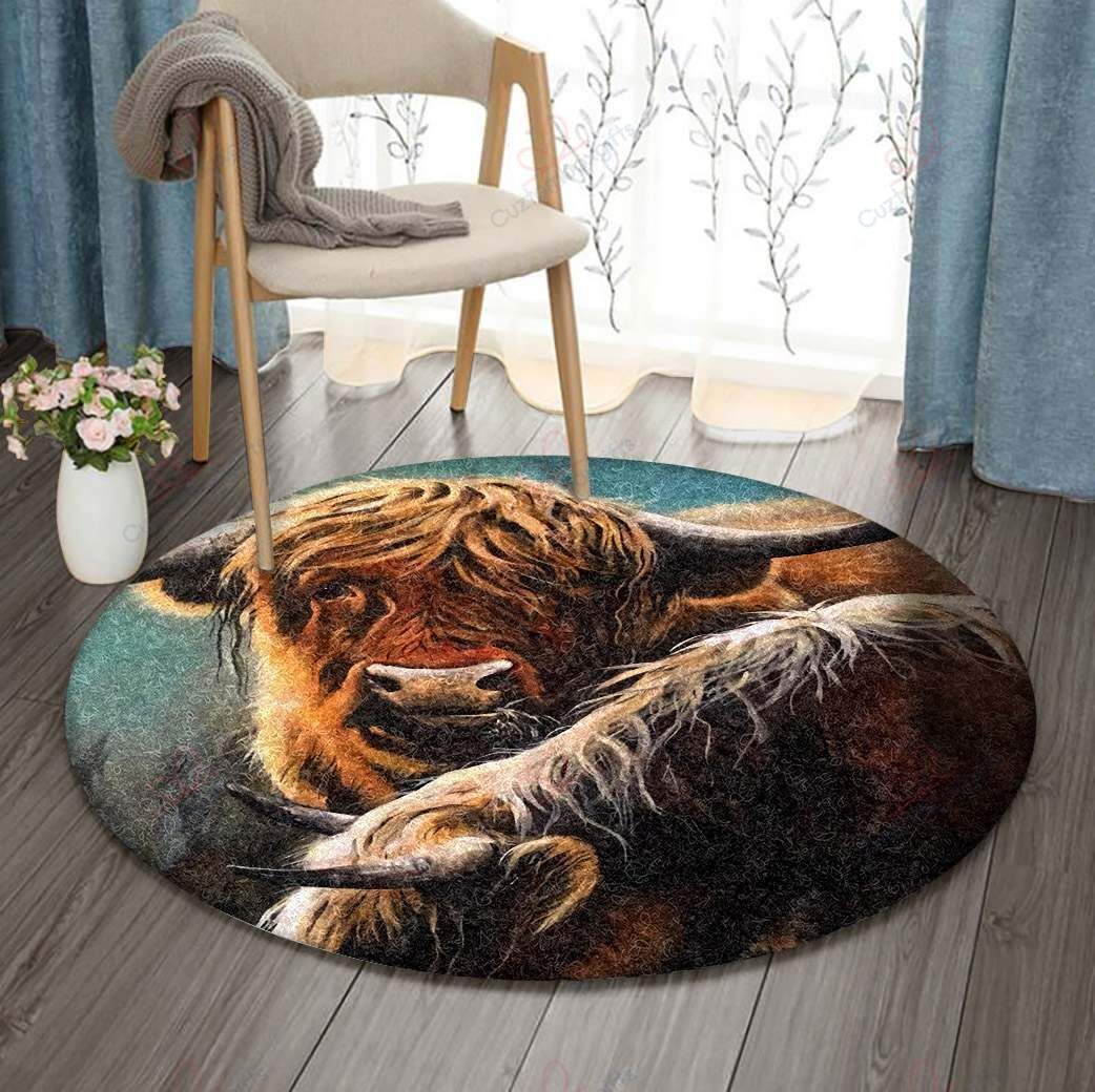 Cattle Painting Round Carpet Floor Rug Living Room Bedroom Decor Round Area Rug Carpet Cattle Painting Round Carpet Floor Rug Living Room Bedroom Decor Round Area Rug Carpet
