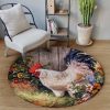 Chicken Flowers Round Carpet Floor Rug Living Room Bedroom Decor Round Area Rug Carpet