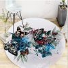 Color Butterfly And Blue Flowers Round Carpet Floor Rug Living Room Bedroom Decor Round Area Rug Carpet