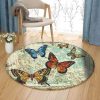 Color Butterfly Round Carpet Floor Rug Living Room Bedroom Decor Round Area Rug Carpet