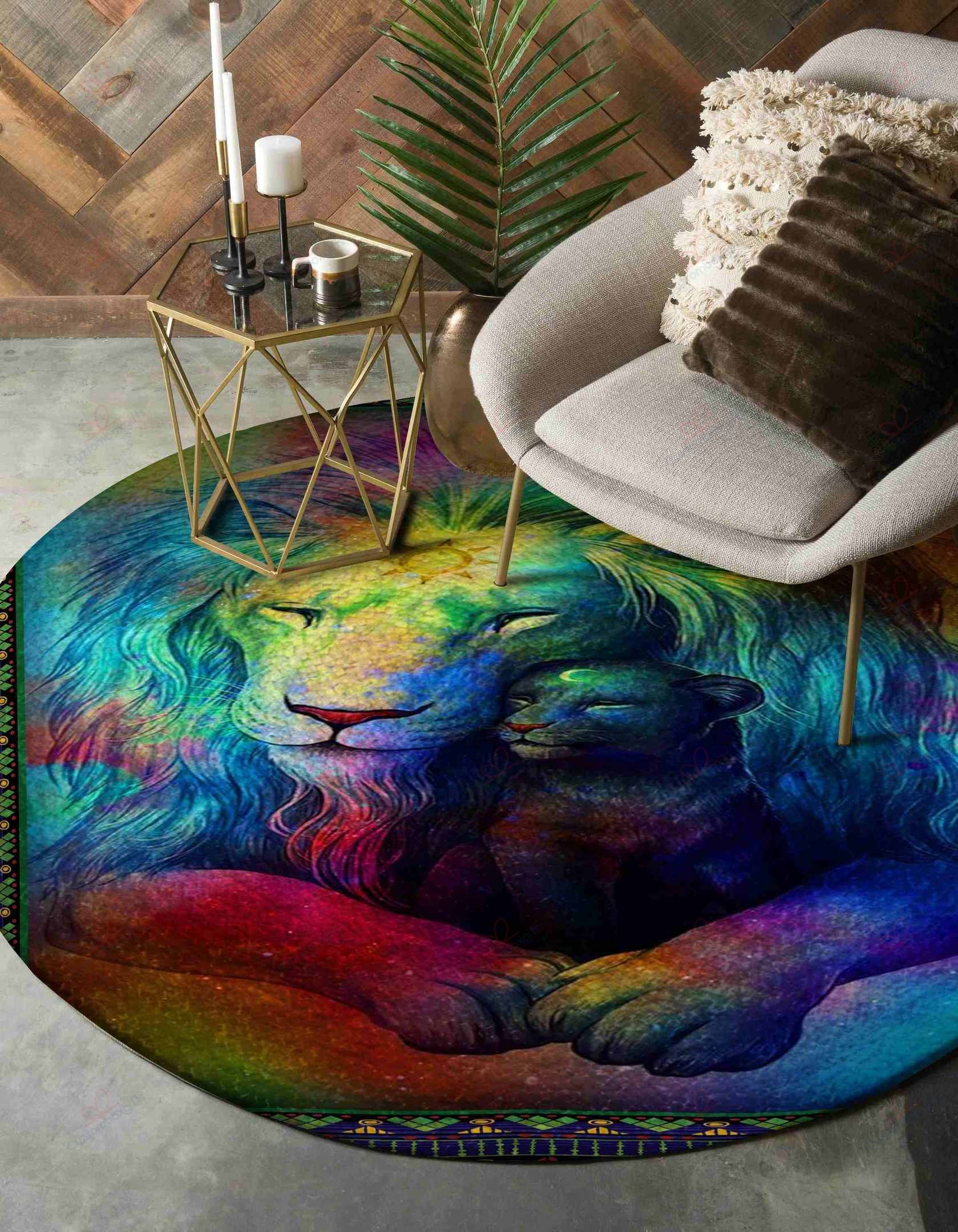 Color Lion Round Carpet Floor Rug Living Room Bedroom Decor Round Area Rug Carpet Color Lion Round Carpet Floor Rug Living Room Bedroom Decor Round Area Rug Carpet
