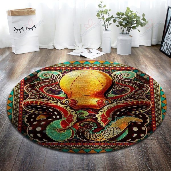 Color Octopus Round Carpet Floor Rug Living Room Bedroom Decor Round Area Rug Carpet