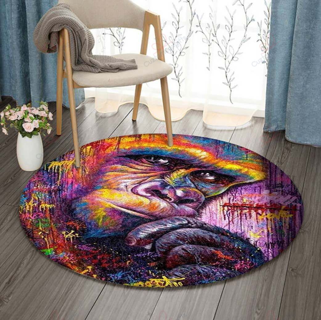 Color Orangutan Round Carpet Floor Rug Living Room Bedroom Decor Round Area Rug Carpet Color Orangutan Round Carpet Floor Rug Living Room Bedroom Decor Round Area Rug Carpet
