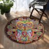 Color Owl Round Carpet Floor Rug Living Room Bedroom Decor Round Area Rug Carpet
