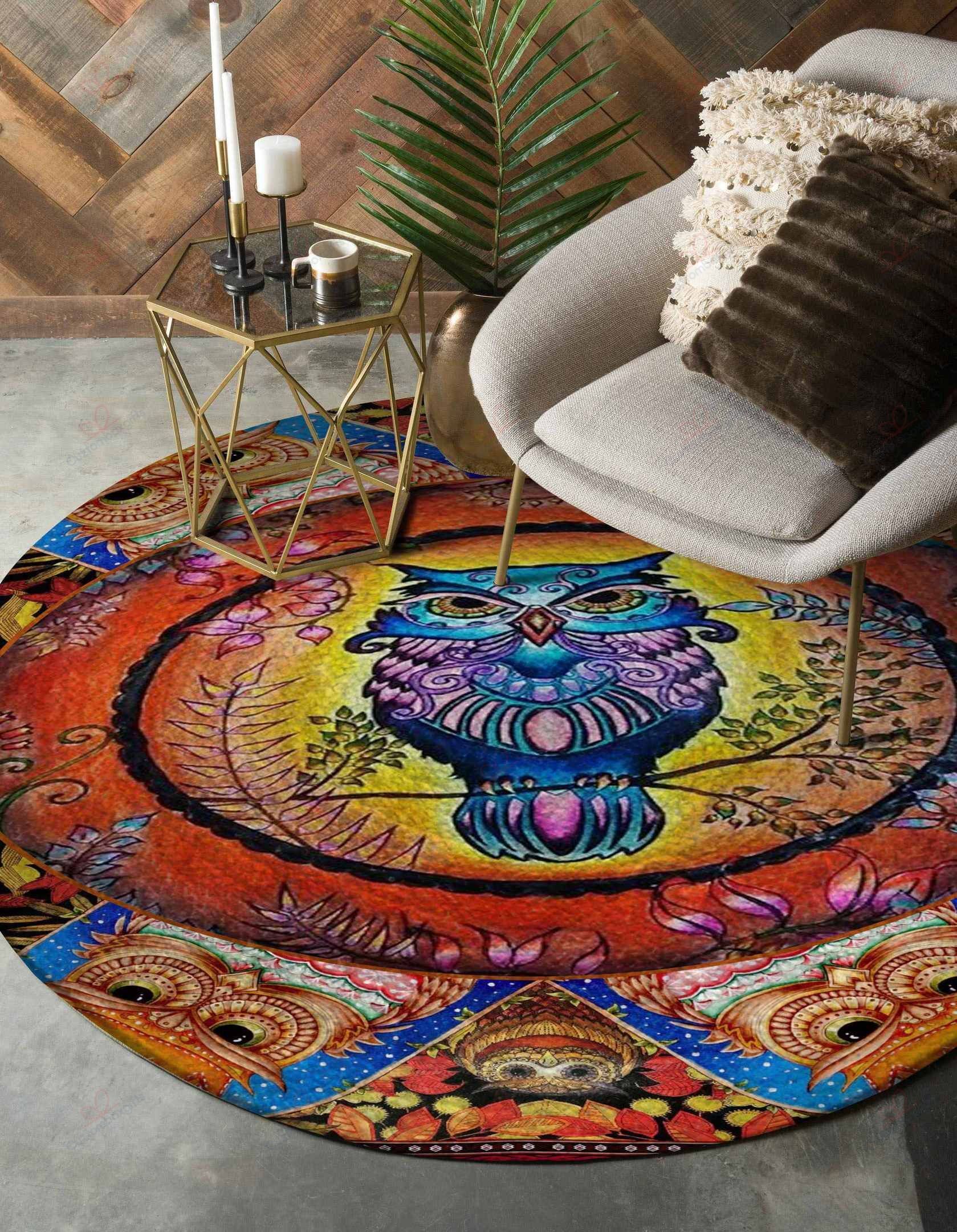 Color Owl Painting Round Carpet Floor Rug Living Room Bedroom Decor Round Area Rug Carpet Color Owl Painting Round Carpet Floor Rug Living Room Bedroom Decor Round Area Rug Carpet