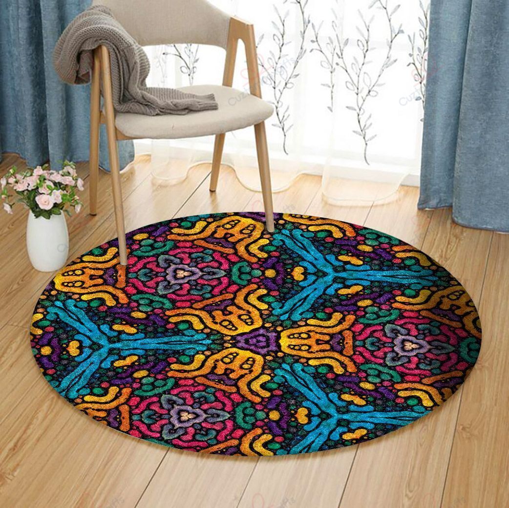Color Pattern Round Carpet Floor Rug Living Room Bedroom Decor Round Area Rug Carpet