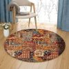 Colored Patchwork Jaipur Round Carpet Floor Rug Living Room Bedroom Decor Round Area Rug Carpet