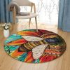 Colorful Bee Round Carpet Floor Rug Living Room Bedroom Decor Round Area Rug Carpet