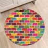 Colorful Brick Wall Round Carpet Floor Rug Living Room Bedroom Decor Round Area Rug Carpet