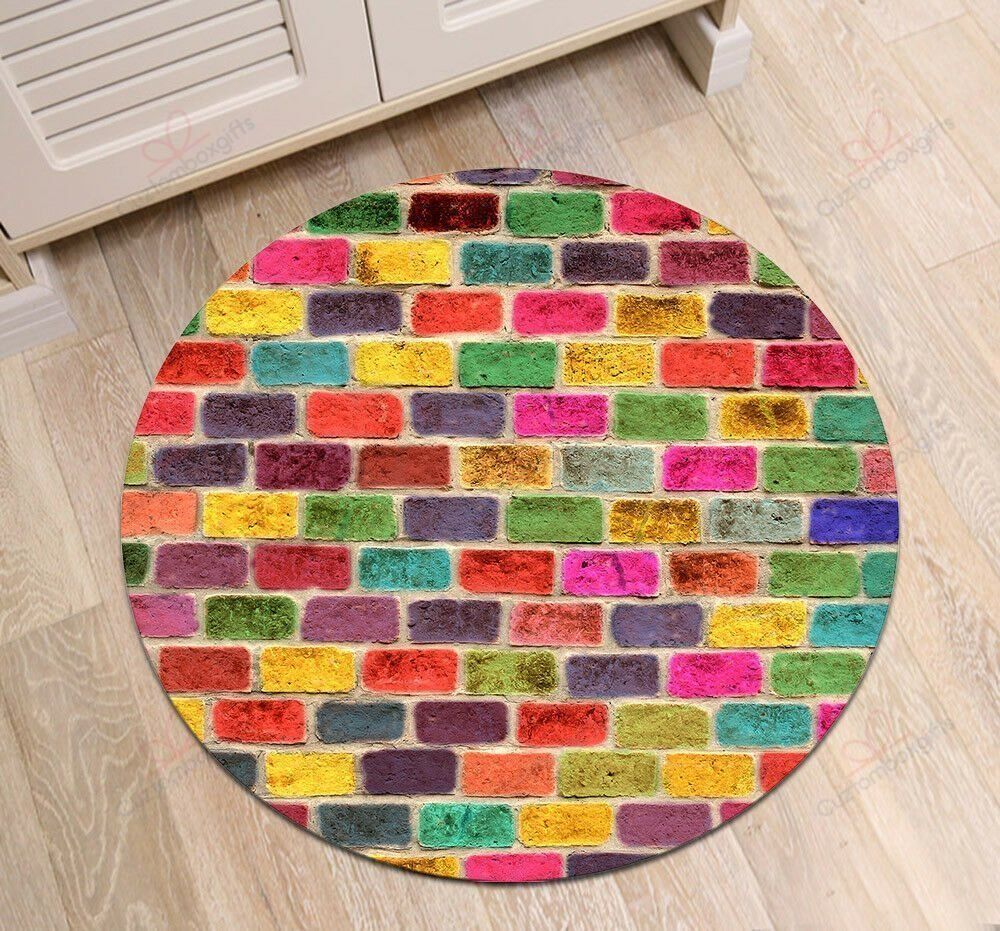 Colorful Brick Wall Round Carpet Floor Rug Living Room Bedroom Decor Round Area Rug Carpet Colorful Brick Wall Round Carpet Floor Rug Living Room Bedroom Decor Round Area Rug Carpet