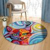 Colorful Cat Round Carpet Floor Rug Living Room Bedroom Decor Round Area Rug Carpet