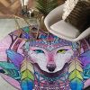 Colorful Celtic Wolf Round Carpet Floor Rug Living Room Bedroom Decor Round Area Rug Carpet