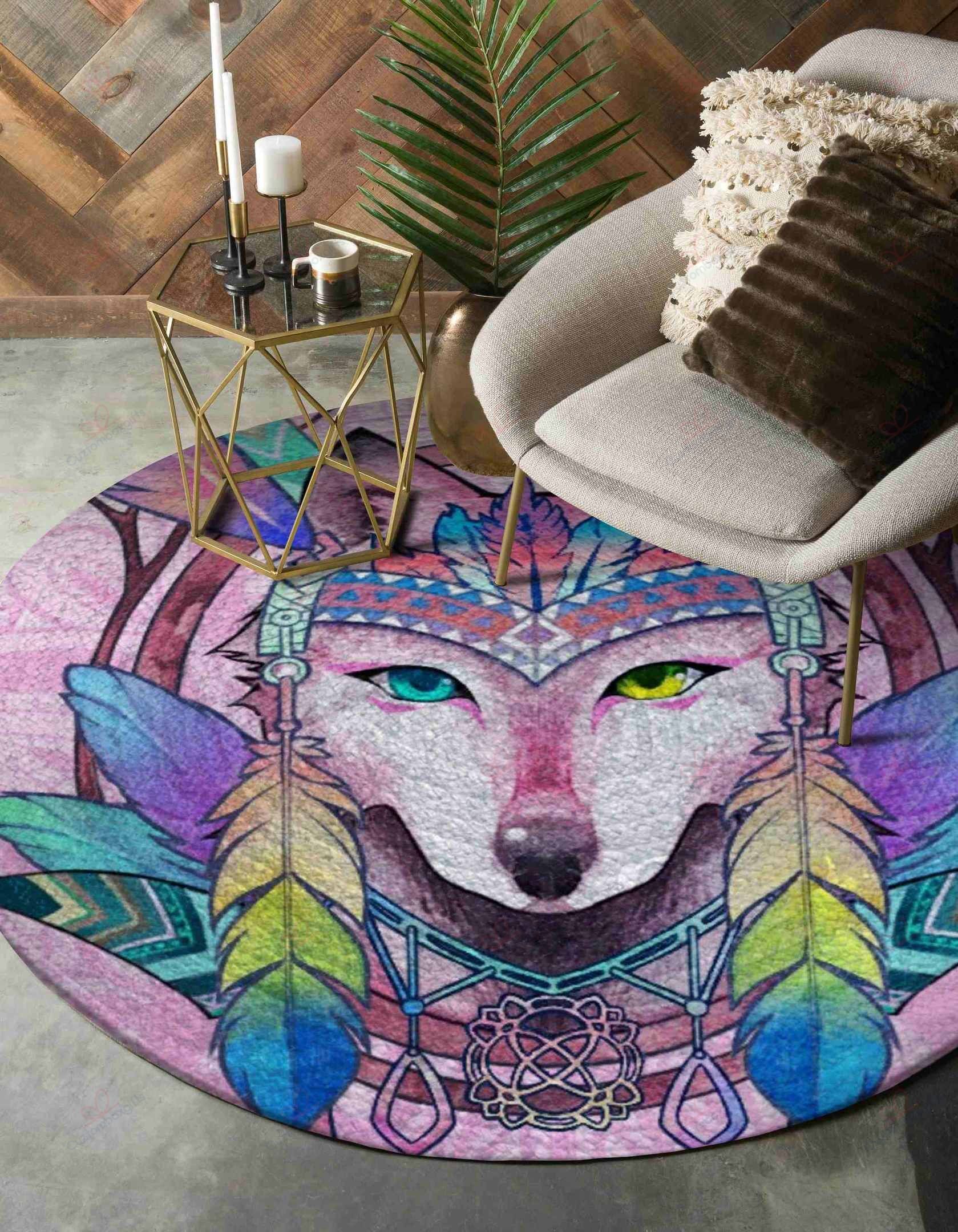 Colorful Celtic Wolf Round Carpet Floor Rug Living Room Bedroom Decor Round Area Rug Carpet Colorful Celtic Wolf Round Carpet Floor Rug Living Room Bedroom Decor Round Area Rug Carpet