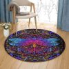 Colorful Dragonfly Round Carpet Floor Rug Living Room Bedroom Decor Round Area Rug Carpet