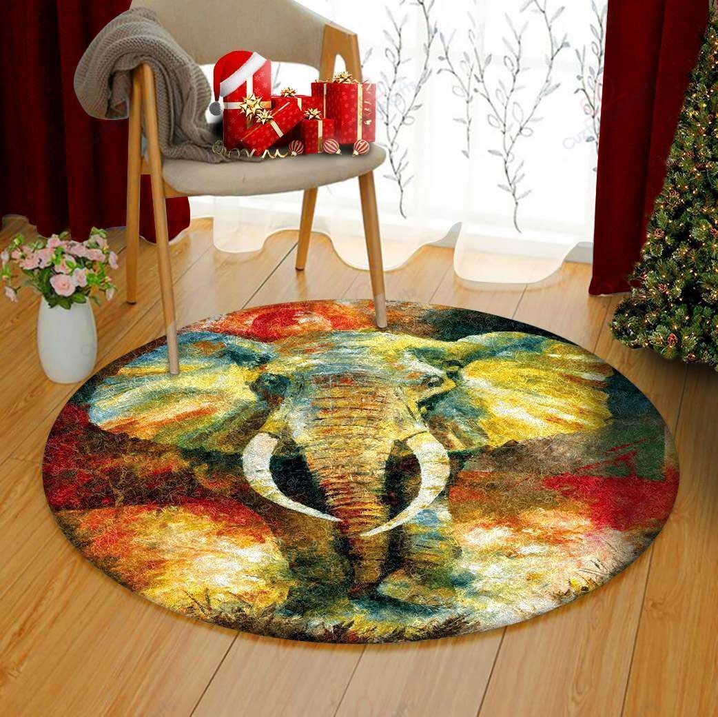 Colorful Elephant Round Carpet Floor Rug Living Room Bedroom Decor Round Area Rug Carpet Colorful Elephant Round Carpet Floor Rug Living Room Bedroom Decor Round Area Rug Carpet