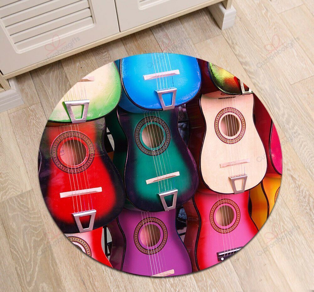 Colorful Guitar Round Carpet Floor Rug Living Room Bedroom Decor Round Area Rug Carpet Colorful Guitar Round Carpet Floor Rug Living Room Bedroom Decor Round Area Rug Carpet