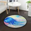 Colorful Jellyfish Round Carpet Floor Rug Living Room Bedroom Decor Round Area Rug Carpet