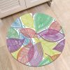 Colorful Leaves Round Carpet Floor Rug Living Room Bedroom Decor Round Area Rug Carpet
