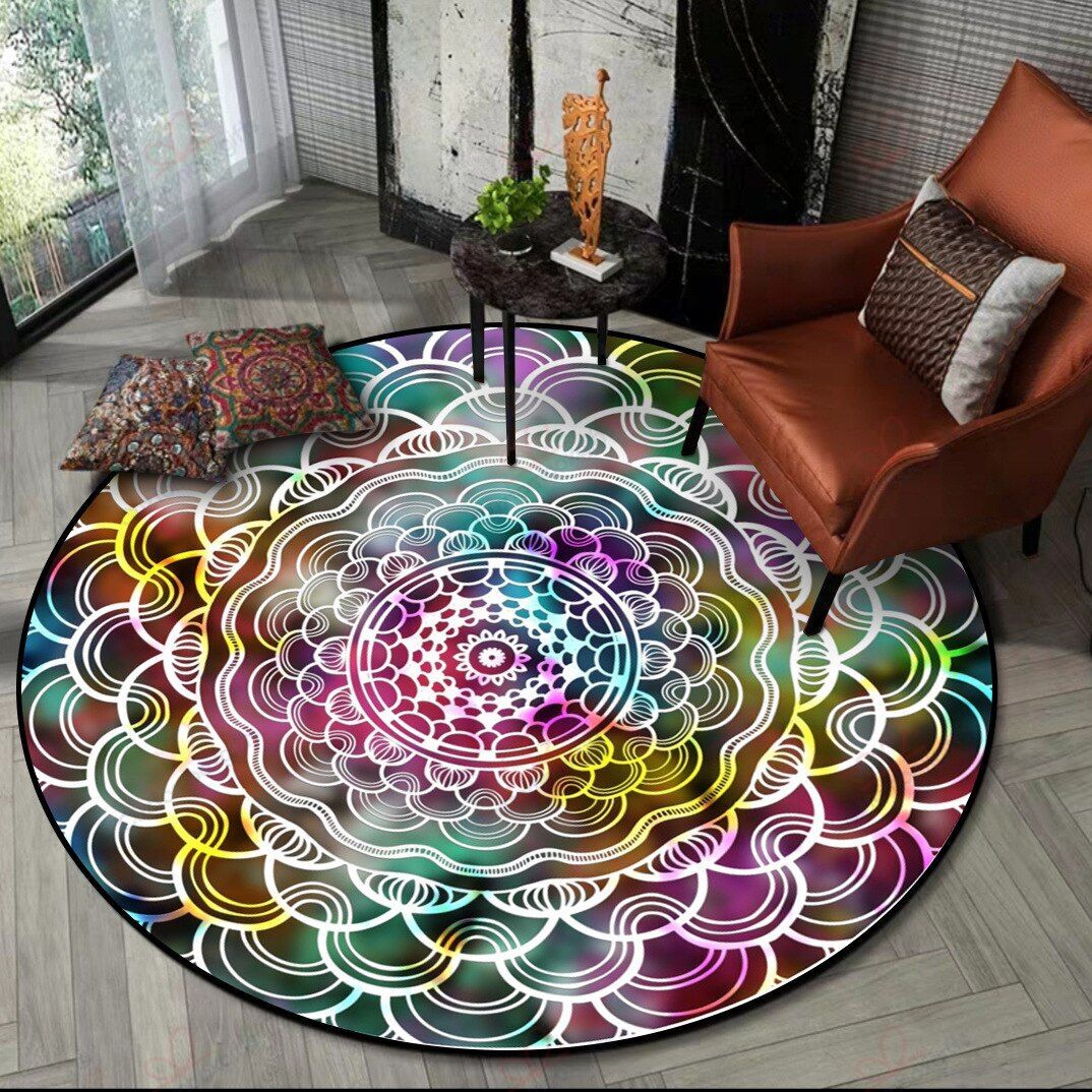 Colorful Mandala Round Carpet Floor Rug Living Room Bedroom Decor Round Area Rug Carpet Colorful Mandala Round Carpet Floor Rug Living Room Bedroom Decor Round Area Rug Carpet