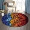 Colorful Motif Wavy Round Carpet Floor Rug Living Room Bedroom Decor Round Area Rug Carpet