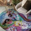 Colorful Owl Round Carpet Floor Rug Living Room Bedroom Decor Round Area Rug Carpet
