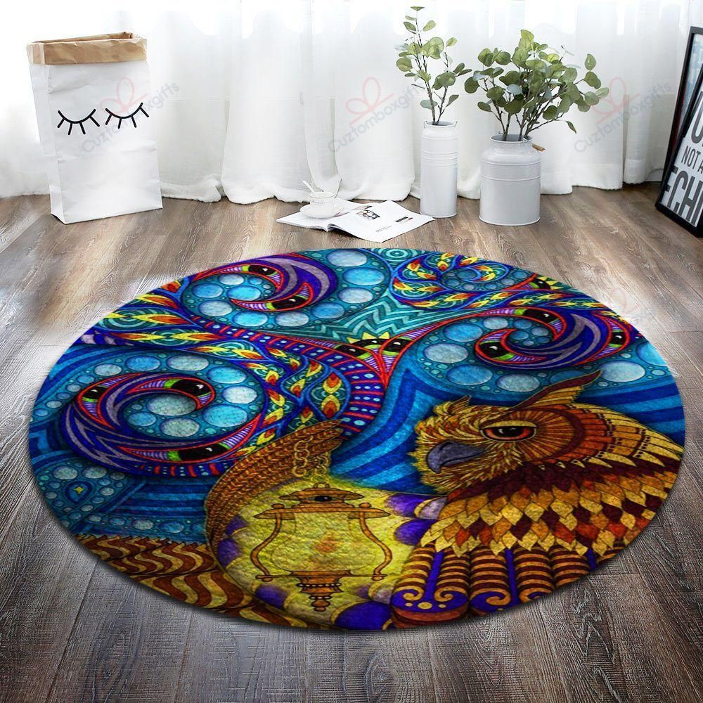 Colorful Owl Round Carpet Floor Rug Living Room Bedroom Decor Round Area Rug Carpet Colorful Owl Round Carpet Floor Rug Living Room Bedroom Decor Round Area Rug Carpet