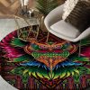 Colorful Owl Painting Round Carpet Floor Rug Living Room Bedroom Decor Round Area Rug Carpet