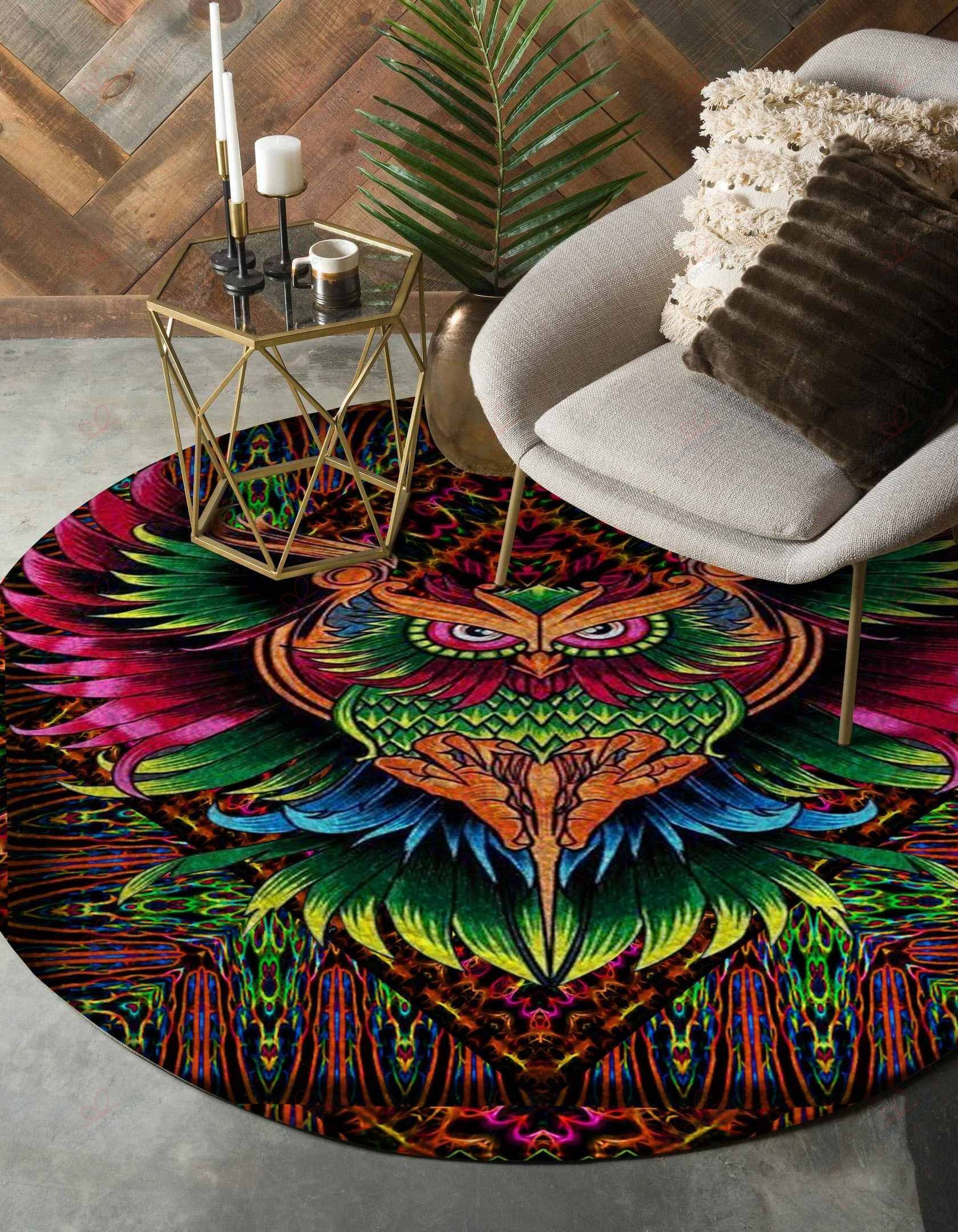 Colorful Owl Painting Round Carpet Floor Rug Living Room Bedroom Decor Round Area Rug Carpet Colorful Owl Painting Round Carpet Floor Rug Living Room Bedroom Decor Round Area Rug Carpet
