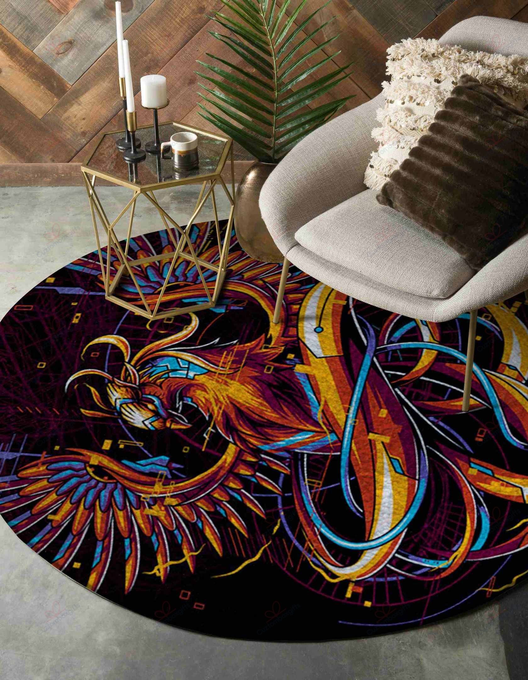 Colorful Phoenix 1 Round Carpet Floor Rug Living Room Bedroom Decor Round Area Rug Carpet Colorful Phoenix 1 Round Carpet Floor Rug Living Room Bedroom Decor Round Area Rug Carpet