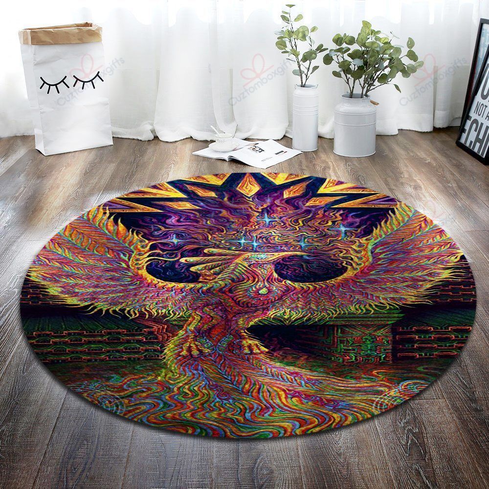 Colorful Phoenix Round Carpet Floor Rug Living Room Bedroom Decor Round Area Rug Carpet
