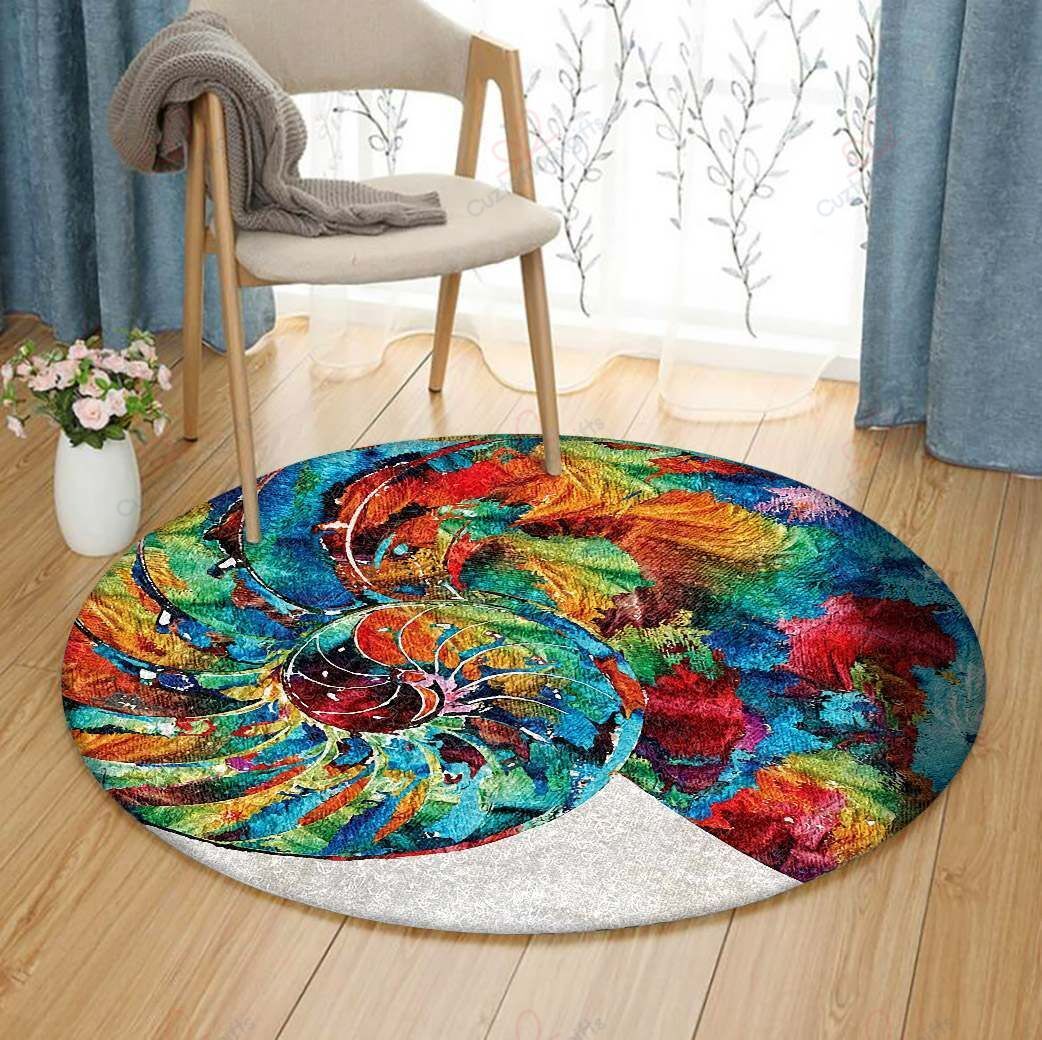 Colorful Seashell Round Carpet Floor Rug Living Room Bedroom Decor Round Area Rug Carpet Colorful Seashell Round Carpet Floor Rug Living Room Bedroom Decor Round Area Rug Carpet