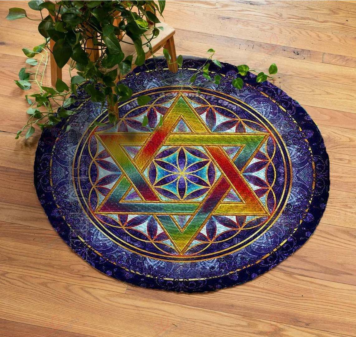Colorful Star Of David Round Carpet Floor Rug Living Room Bedroom Decor Round Area Rug Carpet Colorful Star Of David Round Carpet Floor Rug Living Room Bedroom Decor Round Area Rug Carpet