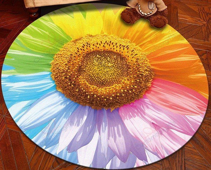 Colorful Sunflower Round Carpet Floor Rug Living Room Bedroom Decor Round Area Rug Carpet Colorful Sunflower Round Carpet Floor Rug Living Room Bedroom Decor Round Area Rug Carpet