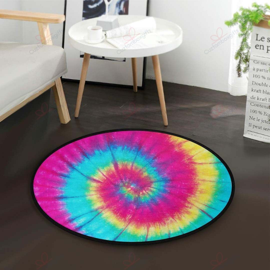 Colorful Tie Dye Round Carpet Floor Rug Living Room Bedroom Decor Round Area Rug Carpet