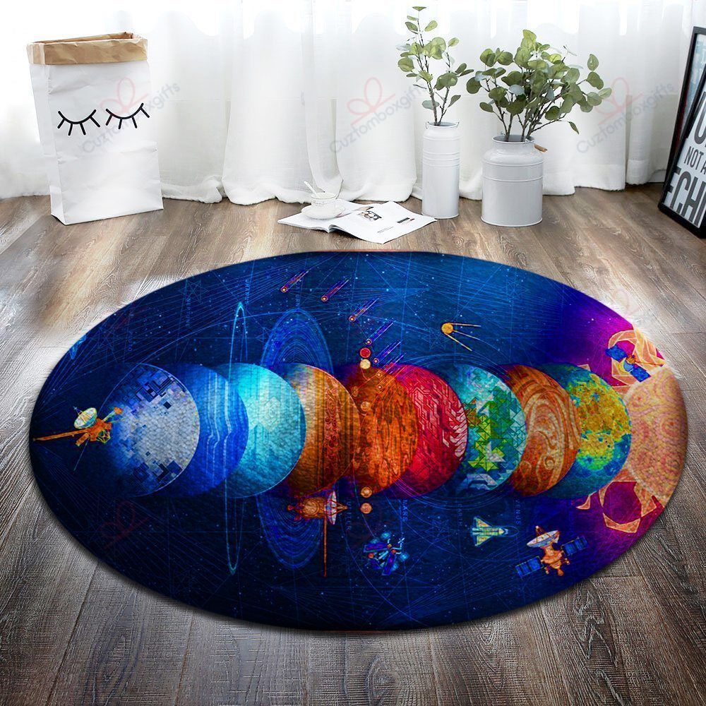 Colorful Universe Round Carpet Floor Rug Living Room Bedroom Decor Round Area Rug Carpet