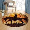 Cowboy Western Mounted Round Carpet Floor Rug Living Room Bedroom Decor Round Area Rug Carpet