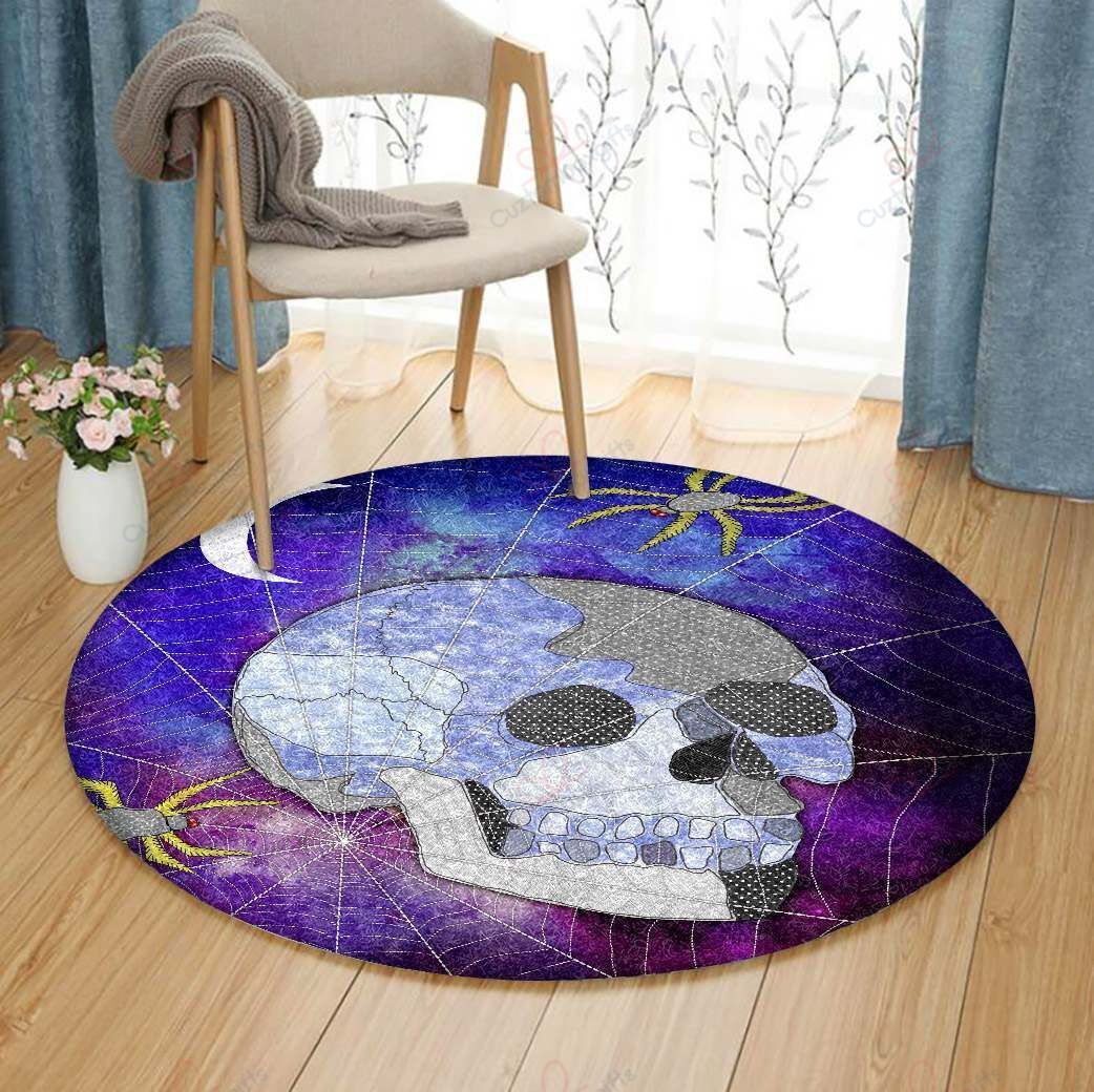 Crystal Skull Round Carpet Floor Rug Living Room Bedroom Decor Round Area Rug Carpet Crystal Skull Round Carpet Floor Rug Living Room Bedroom Decor Round Area Rug Carpet