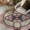 Cute Owl Pattern Round Carpet Floor Rug Living Room Bedroom Decor Round Area Rug Carpet