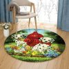 Dalmatian Flower Fire Hydrant Round Carpet Floor Rug Living Room Bedroom Decor Round Area Rug Carpet