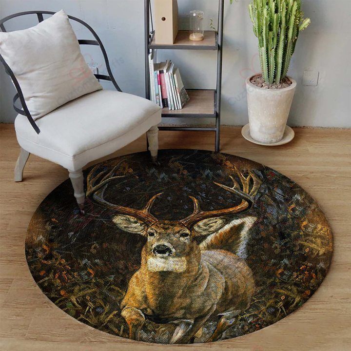 Deer Happy Round Carpet Floor Rug Living Room Bedroom Decor Round Area Rug Carpet Deer Happy Round Carpet Floor Rug Living Room Bedroom Decor Round Area Rug Carpet