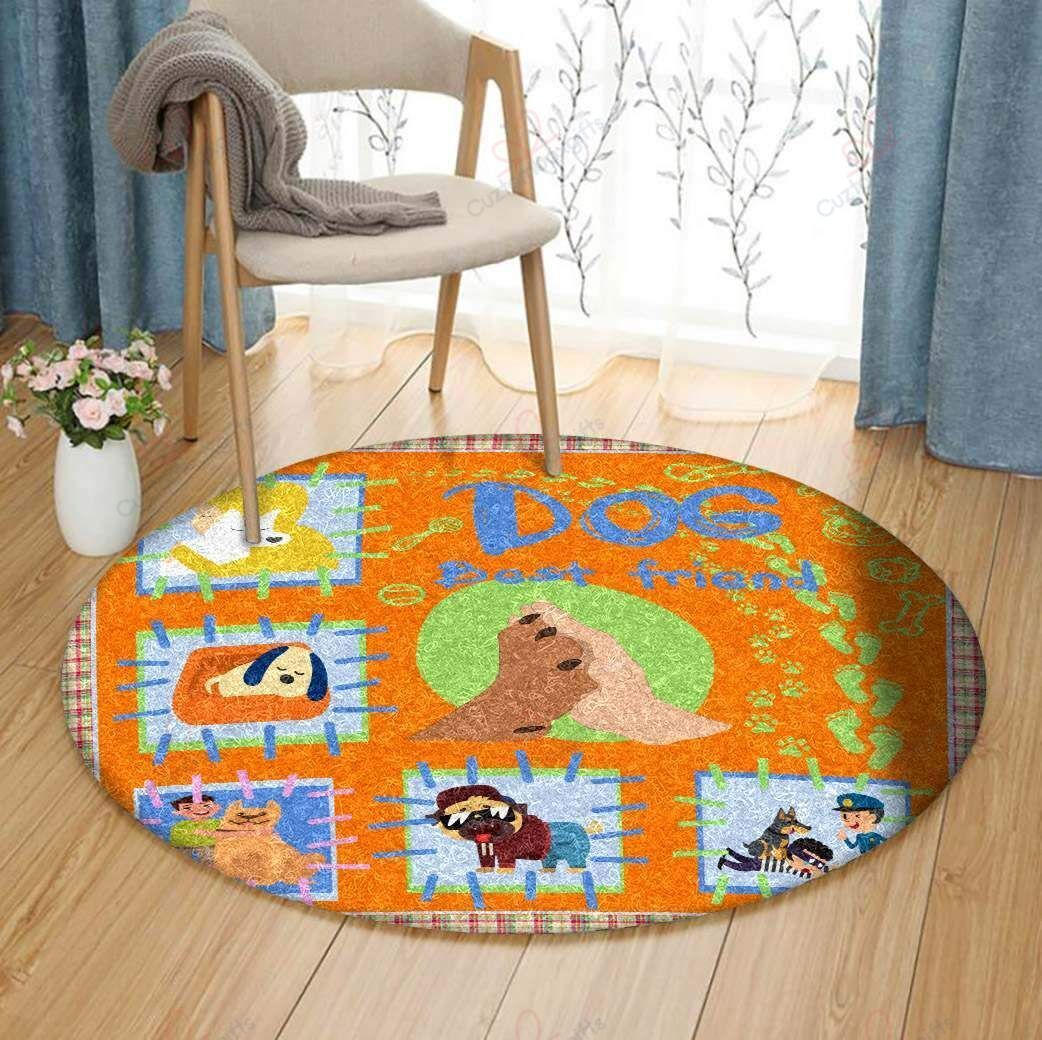 Dog Best Friend Round Carpet Floor Rug Living Room Bedroom Decor Round Area Rug Carpet Dog Best Friend Round Carpet Floor Rug Living Room Bedroom Decor Round Area Rug Carpet